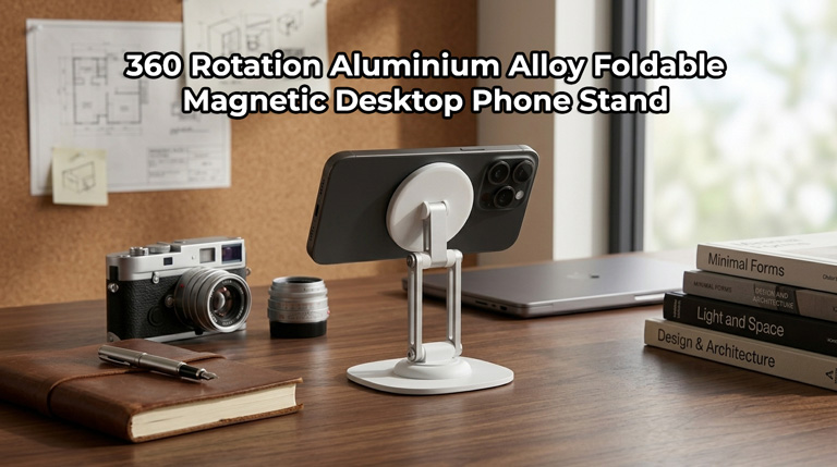 360 Rotation Aluminium Alloy Foldable Magnetic Desktop Phone Stand